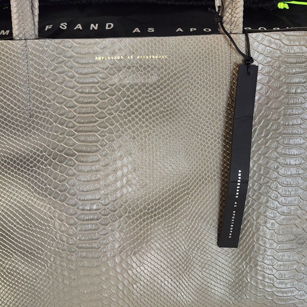 Ampersand As Apostrophe XL Taupe Python 100% Leather Tote - NWT - Picture 10 of 15